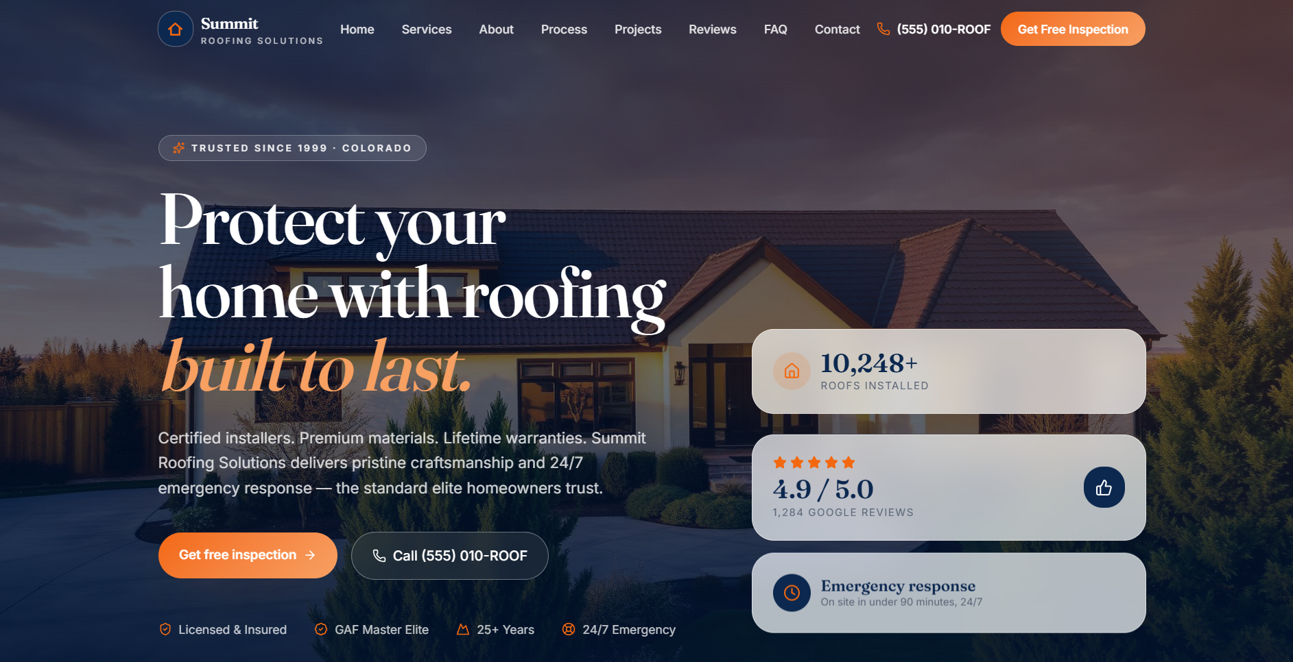 Summit Roofing Solutions website preview